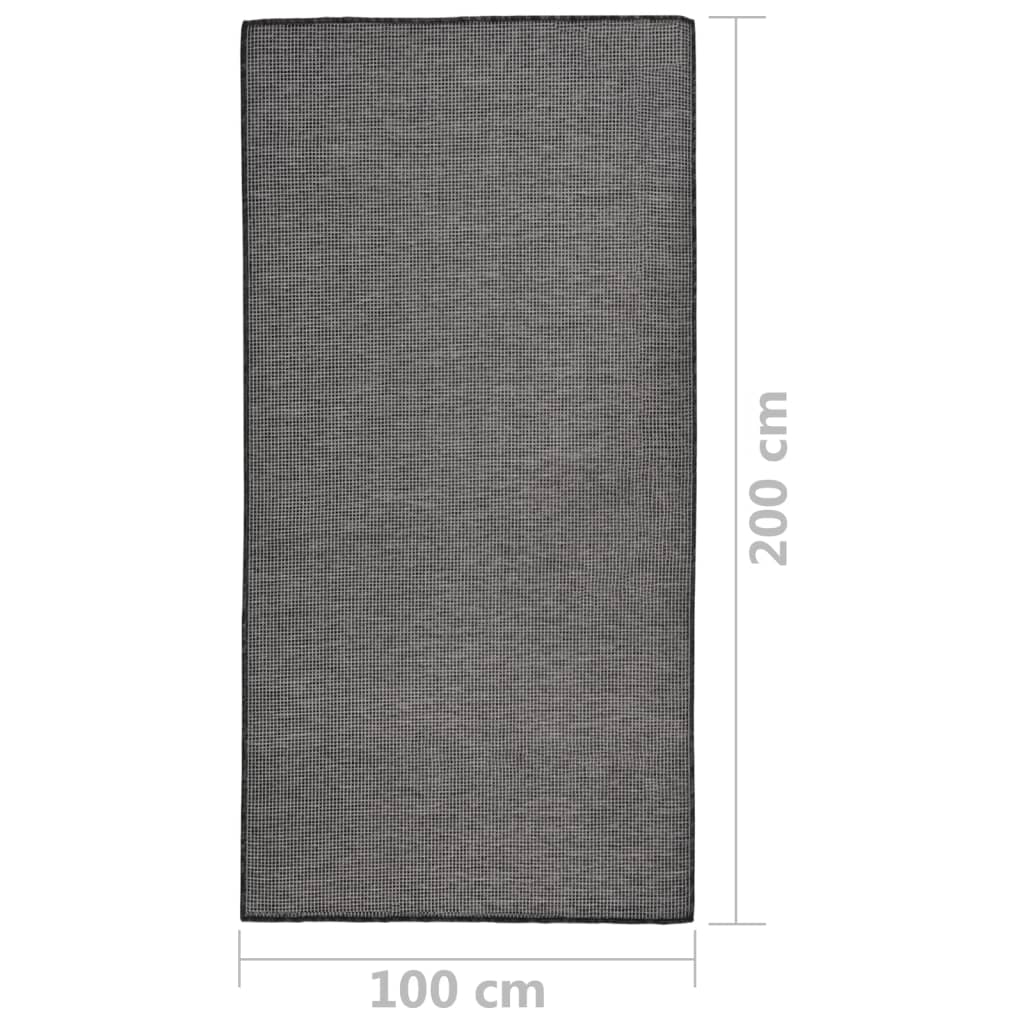 vidaXL Alfombra de exterior de tejido plano gris 100x200 cm