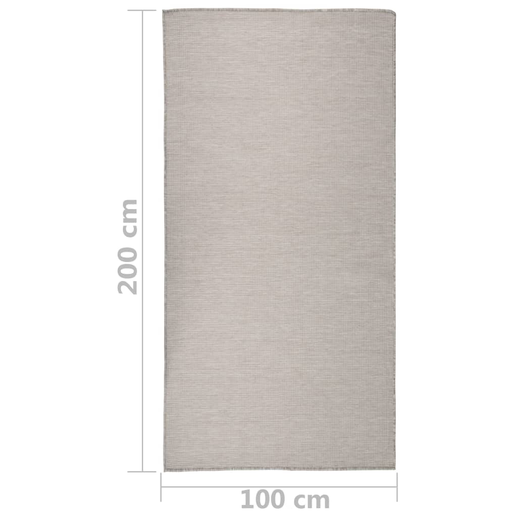 vidaXL Alfombra de exterior de tejido plano gris taupe 100x200 cm