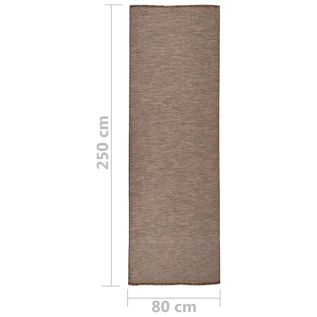 vidaXL Alfombra de exterior de tejido plano marrón 80x250 cm