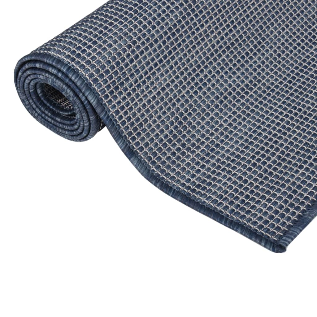 vidaXL Alfombra de exterior de tejido plano azul 80x250 cm