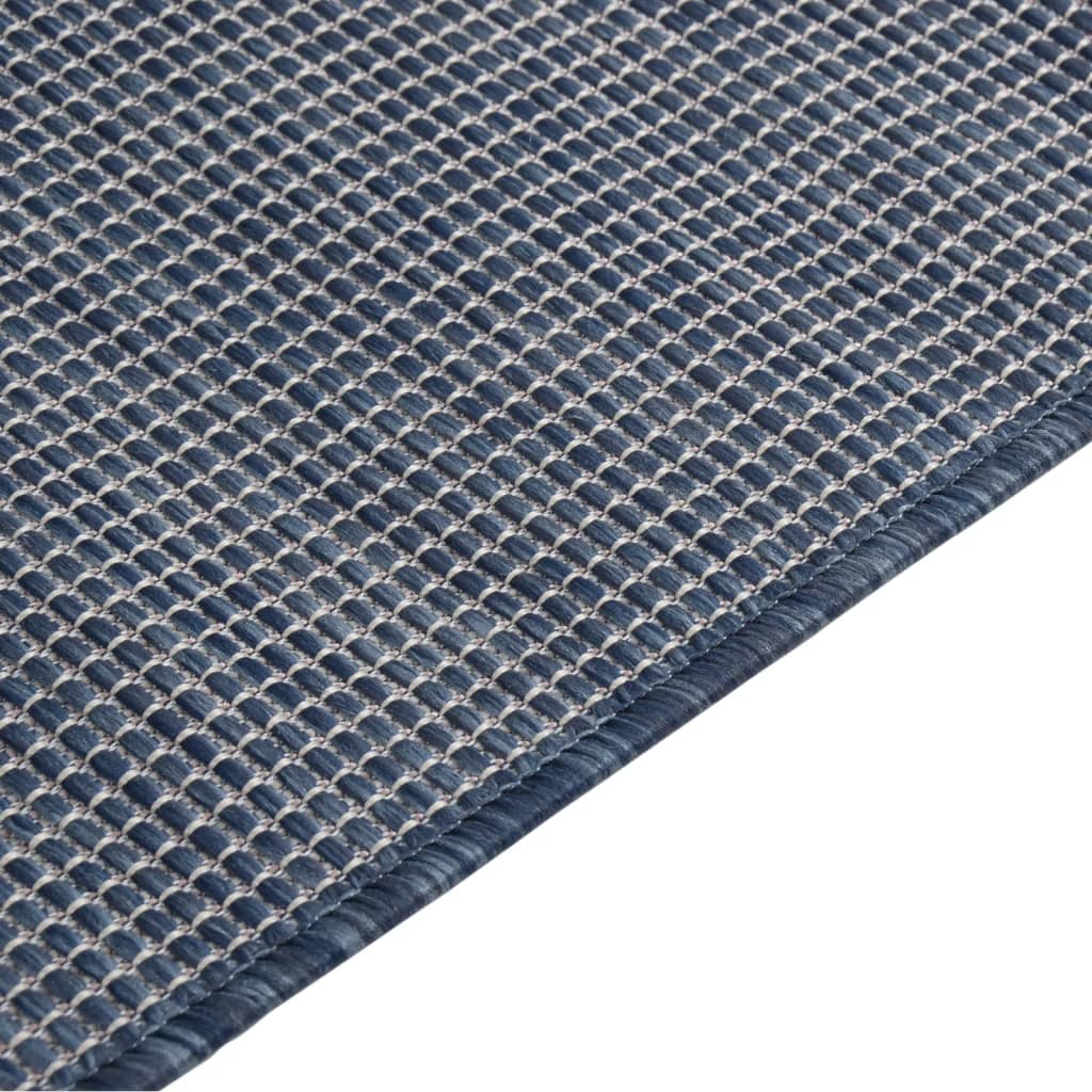 vidaXL Alfombra de exterior de tejido plano azul 80x250 cm