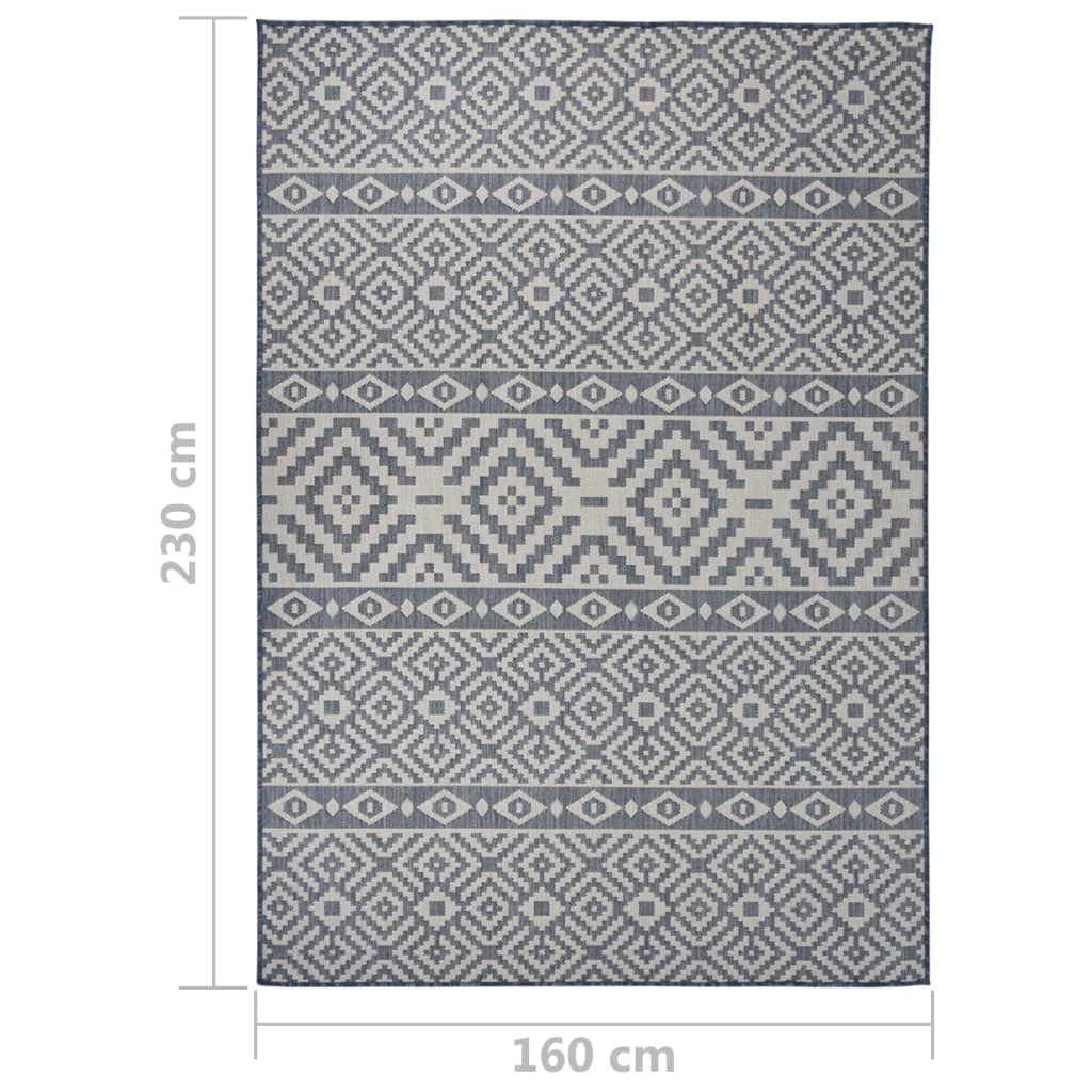 vidaXL Alfombra de exterior de tejido plano rayas azules 160x230 cm