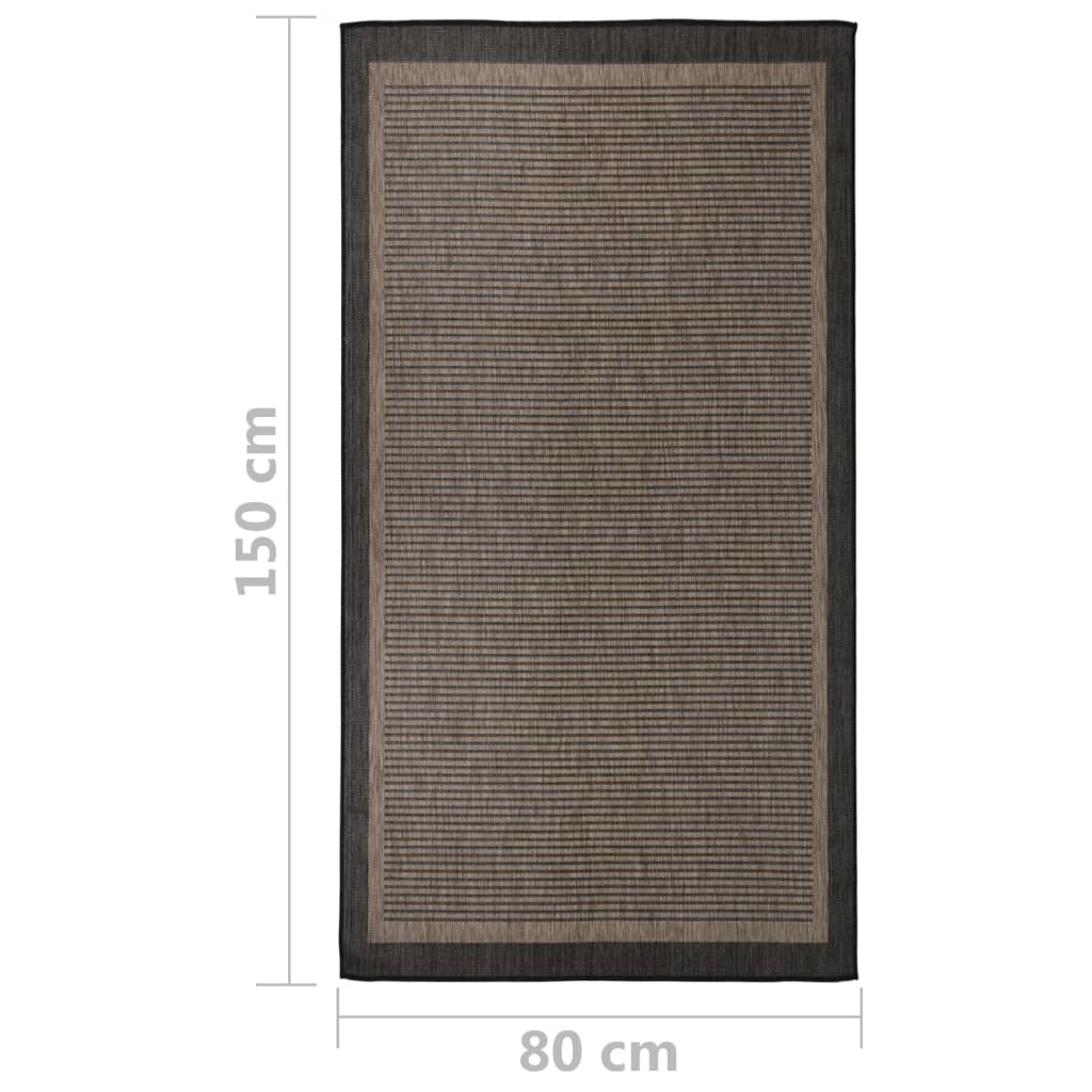 vidaXL Alfombra de exterior de tejido plano marrón oscuro 80x150 cm