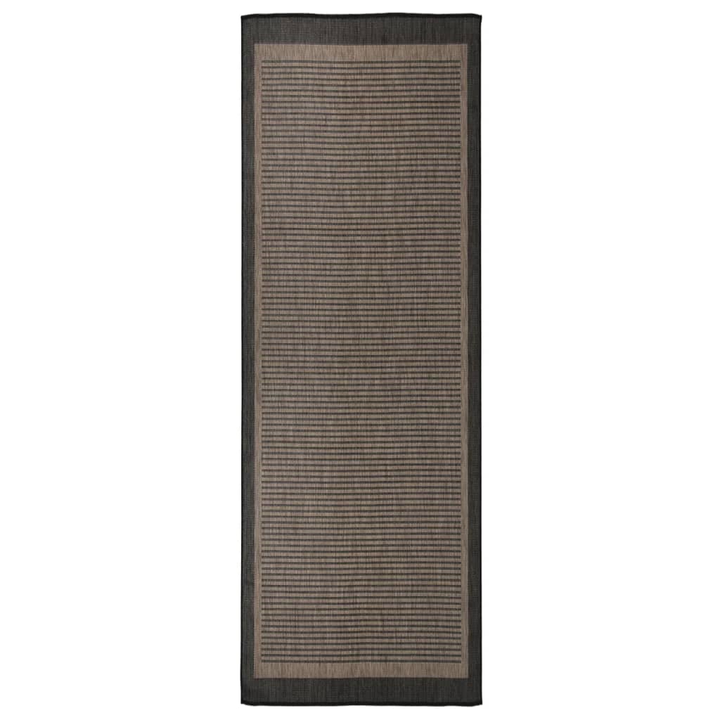 vidaXL Alfombra de exterior de tejido plano marrón oscuro 80x250 cm