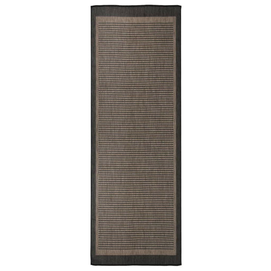 vidaXL Alfombra de exterior de tejido plano marrón oscuro 80x250 cm