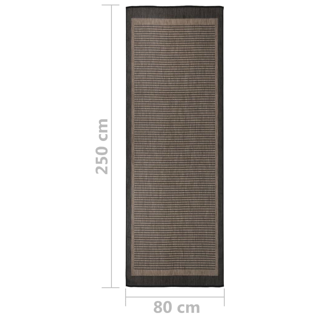 vidaXL Alfombra de exterior de tejido plano marrón oscuro 80x250 cm