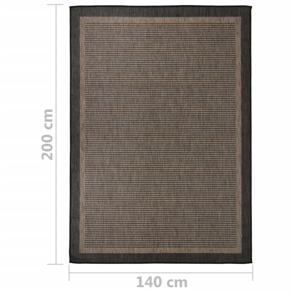 vidaXL Alfombra de exterior de tejido plano marrón oscuro 140x200 cm