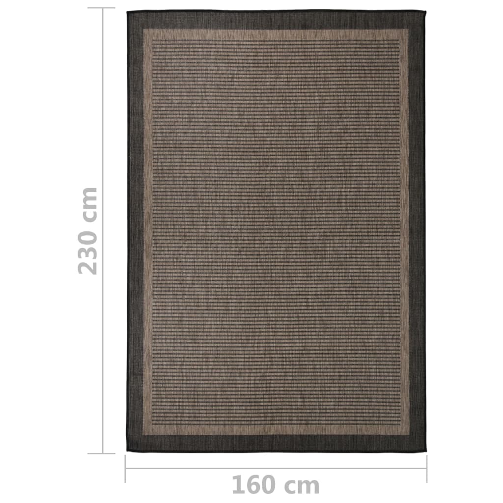 vidaXL Alfombra de exterior de tejido plano marrón oscuro 160x230 cm