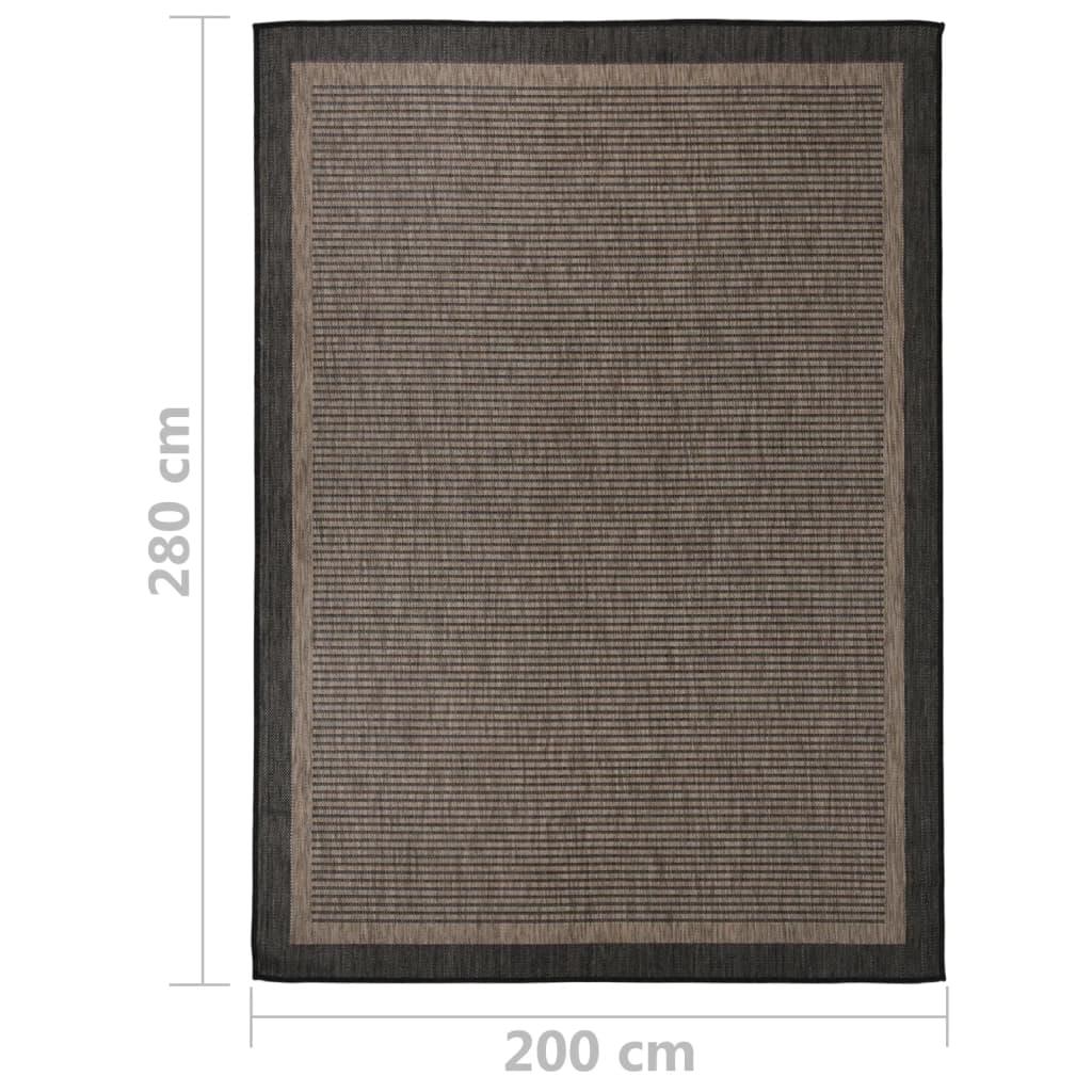 vidaXL Alfombra de exterior de tejido plano marrón oscuro 200x280 cm