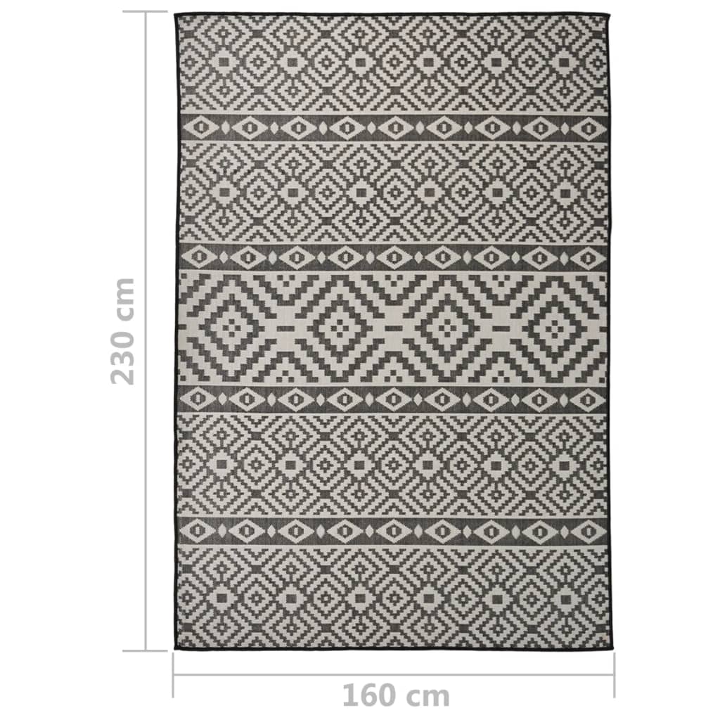 vidaXL Alfombra de exterior de tejido plano rayas negras 160x230 cm