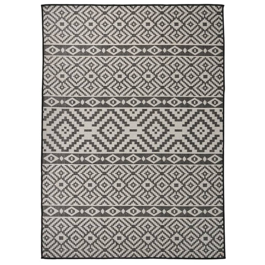 vidaXL Alfombra de exterior de tejido plano rayas negras 200x280 cm