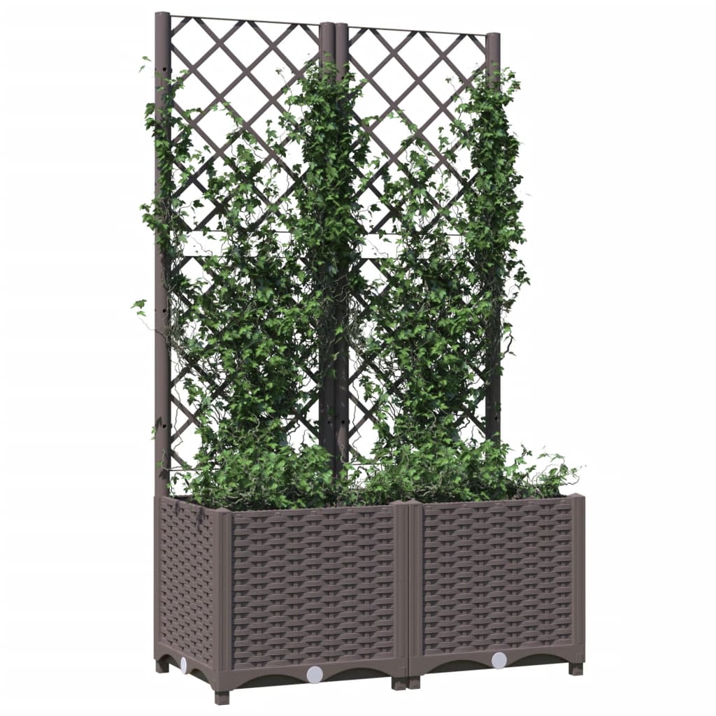 vidaXL Jardinera con enrejado PP marrón 80x40x136 cm