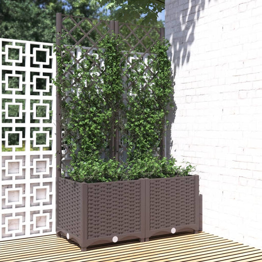 vidaXL Jardinera con enrejado PP marrón 80x40x136 cm