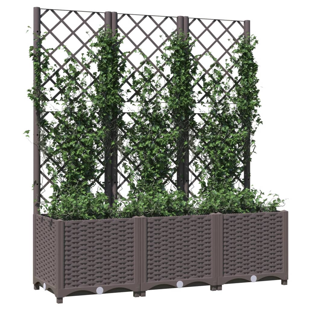 vidaXL Jardinera con enrejado PP marrón 120x40x136 cm