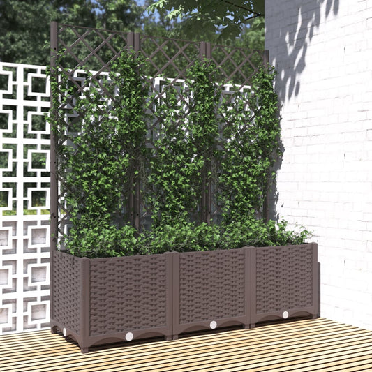 vidaXL Jardinera con enrejado PP marrón 120x40x136 cm