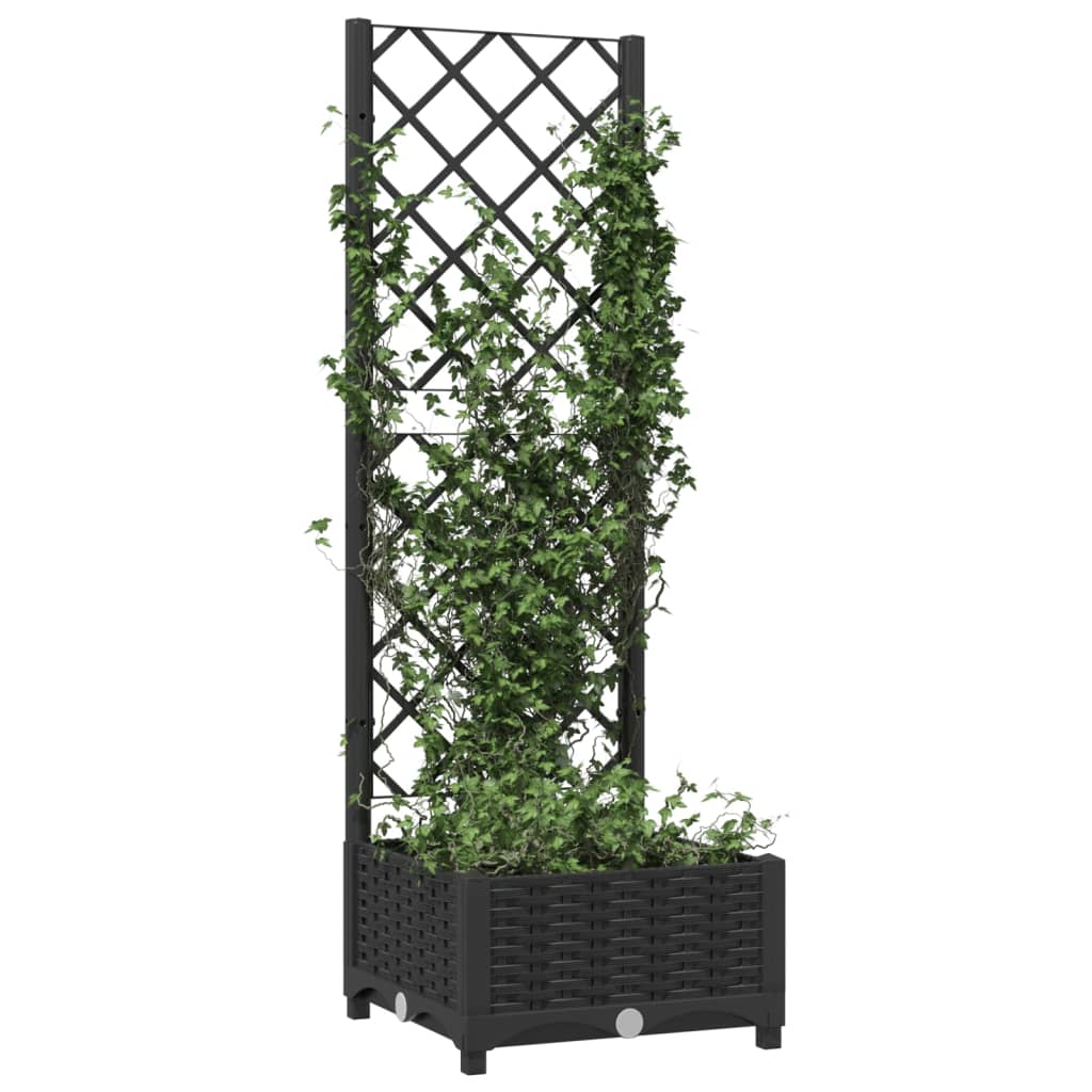 vidaXL Jardinera con enrejado PP negro 40x40x121,5 cm