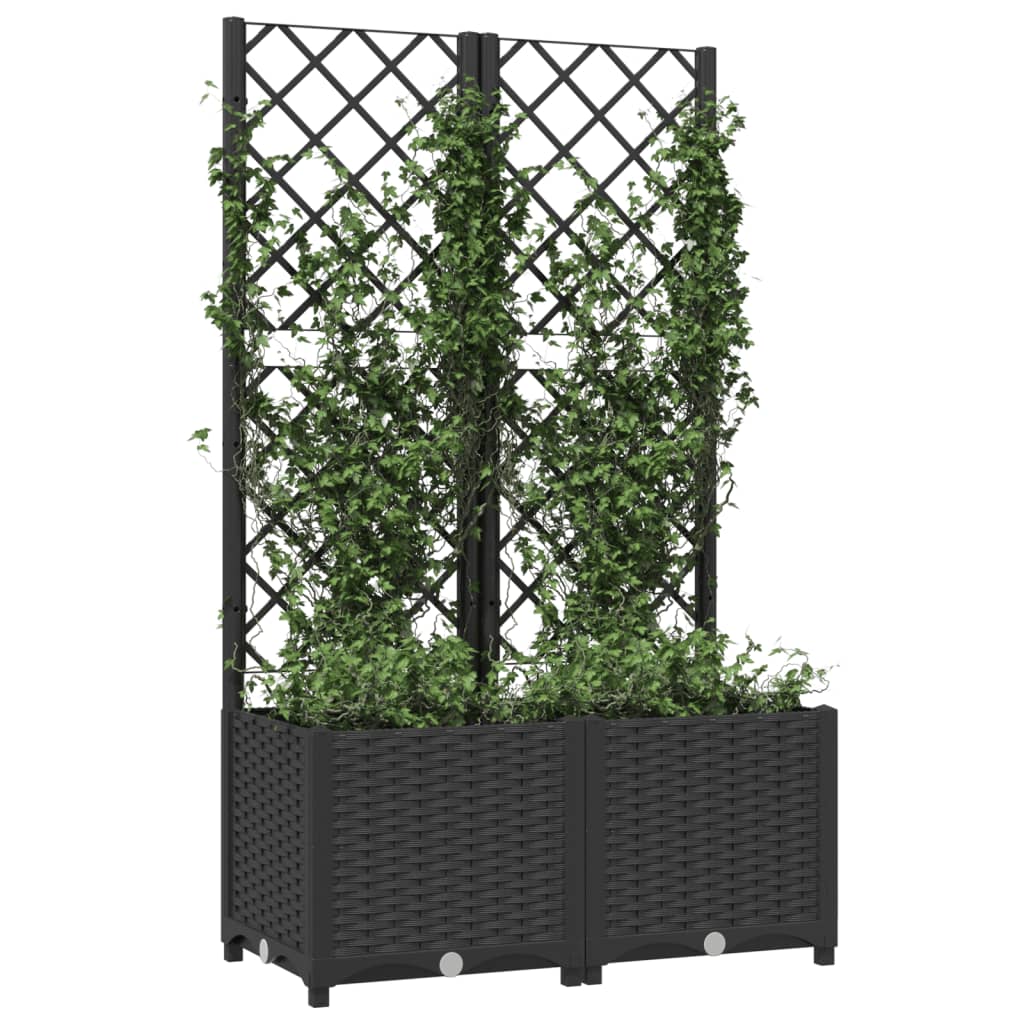 vidaXL Jardinera con enrejado PP negro 80x40x136 cm