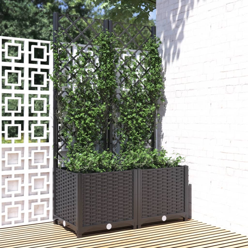 vidaXL Jardinera con enrejado PP negro 80x40x136 cm