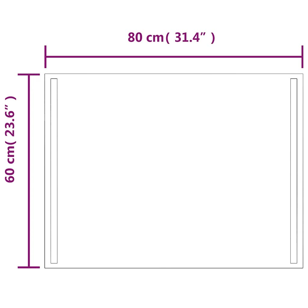 vidaXL Espejo de baño con LED 80x60 cm