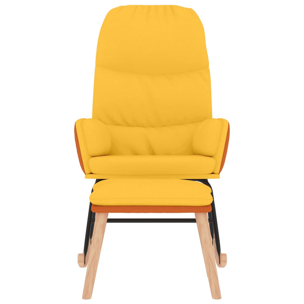 vidaXL Silla mecedora con reposapiés tela amarillo mostaza