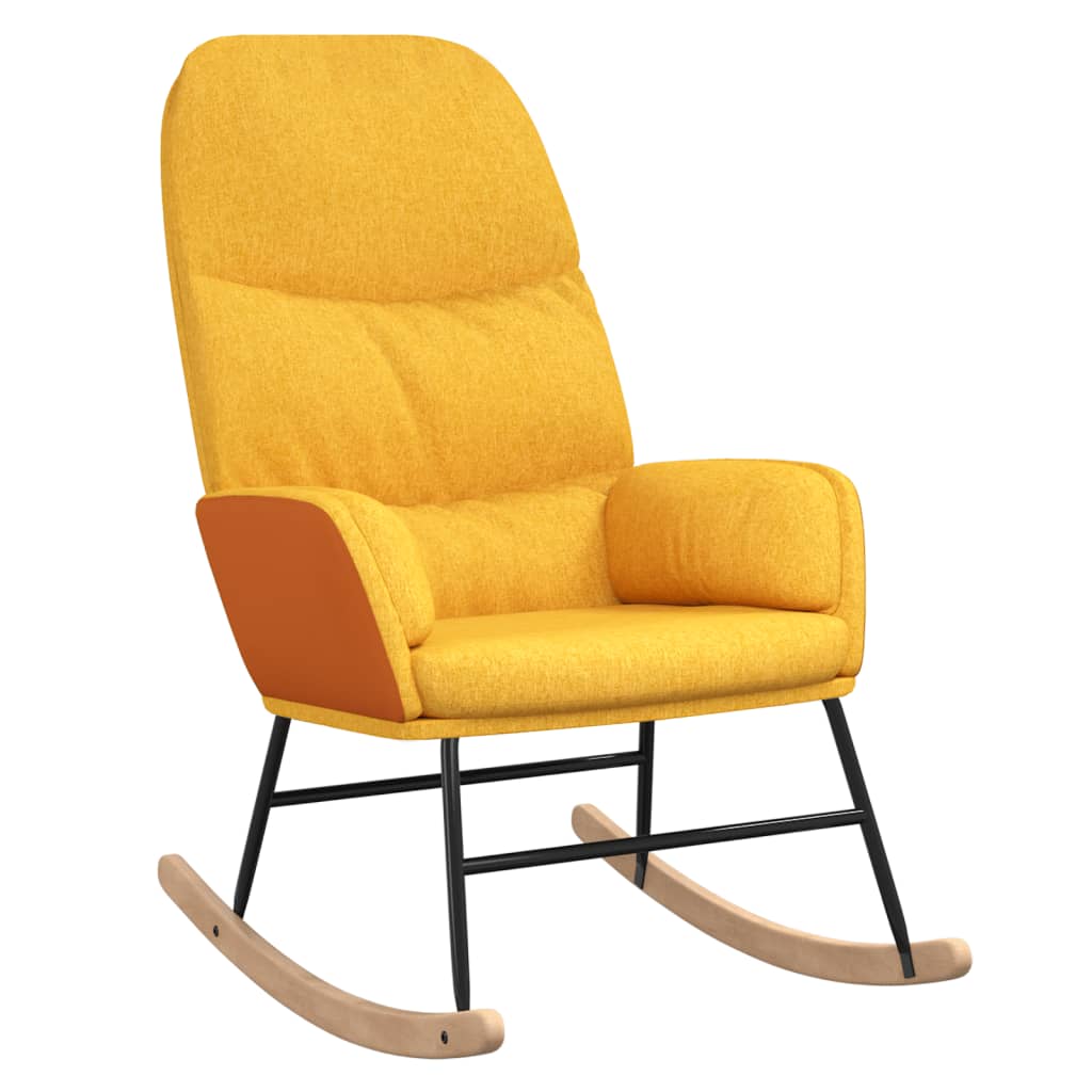 vidaXL Silla mecedora con reposapiés tela amarillo mostaza