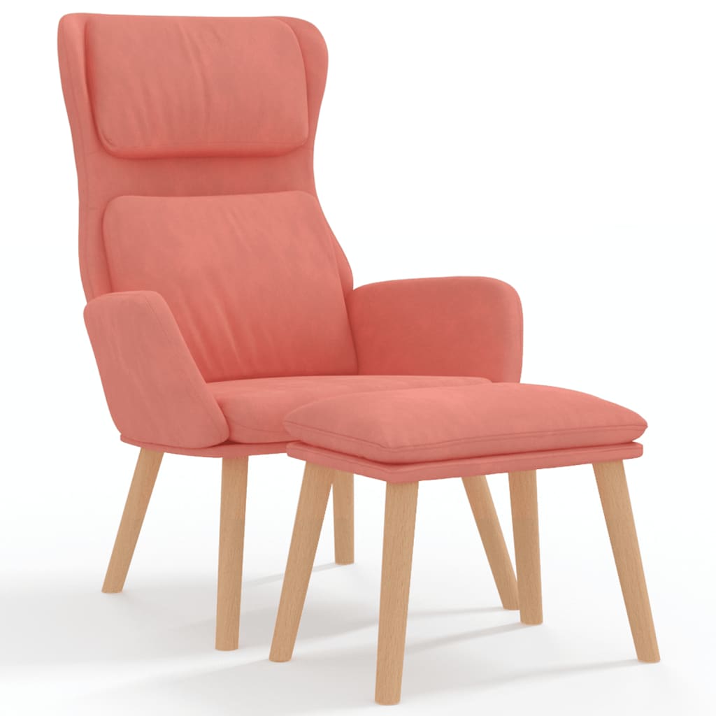 vidaXL Sillón de relax con taburete terciopelo rosa