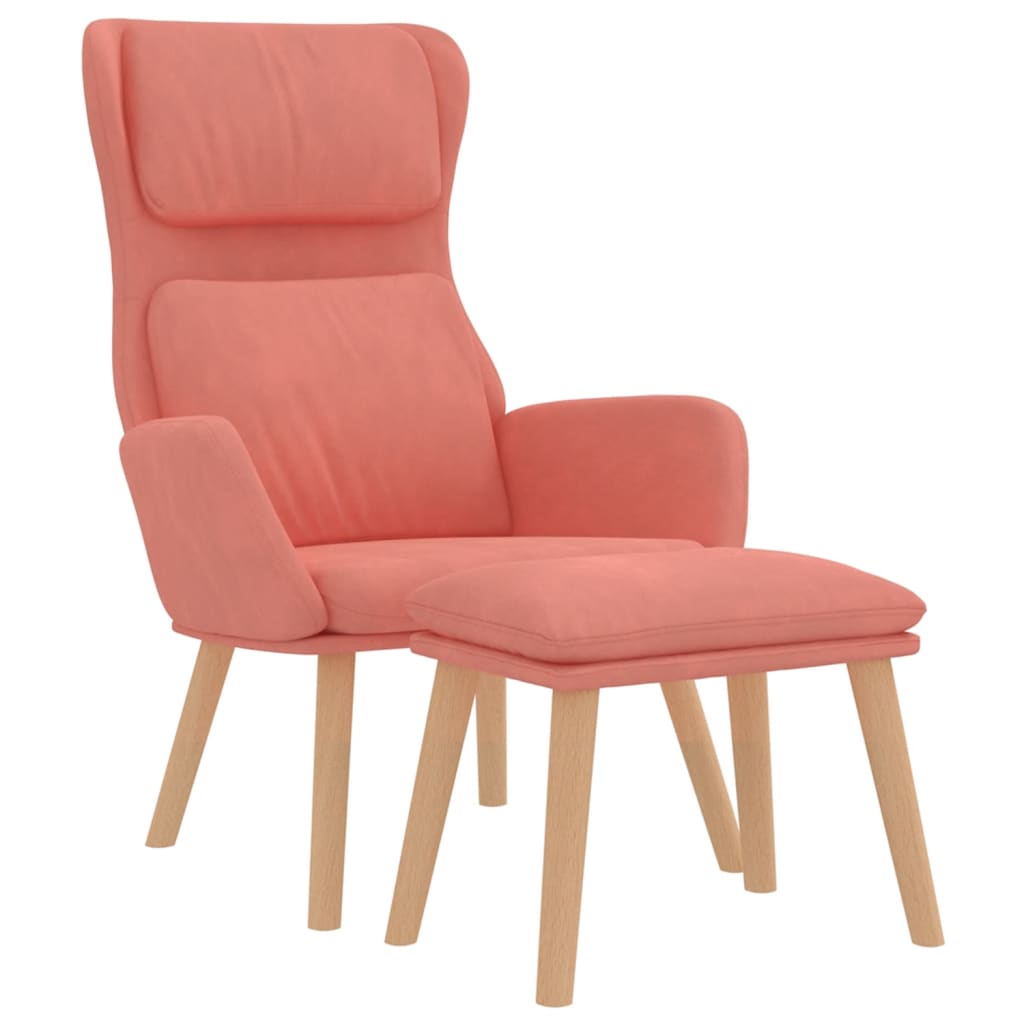 vidaXL Sillón de relax con taburete terciopelo rosa