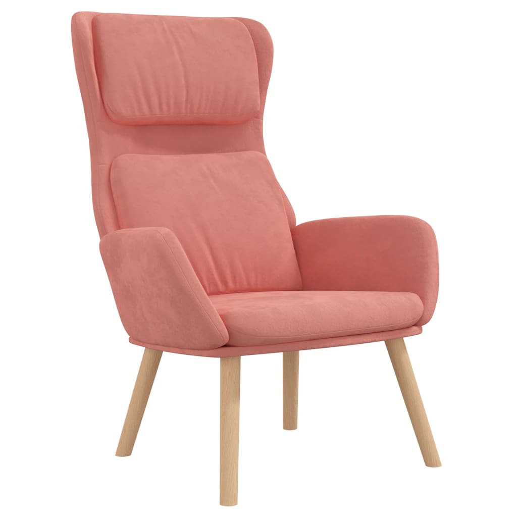 vidaXL Sillón de relax con taburete terciopelo rosa