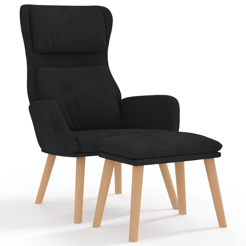 vidaXL Sillón de relax con taburete terciopelo negro