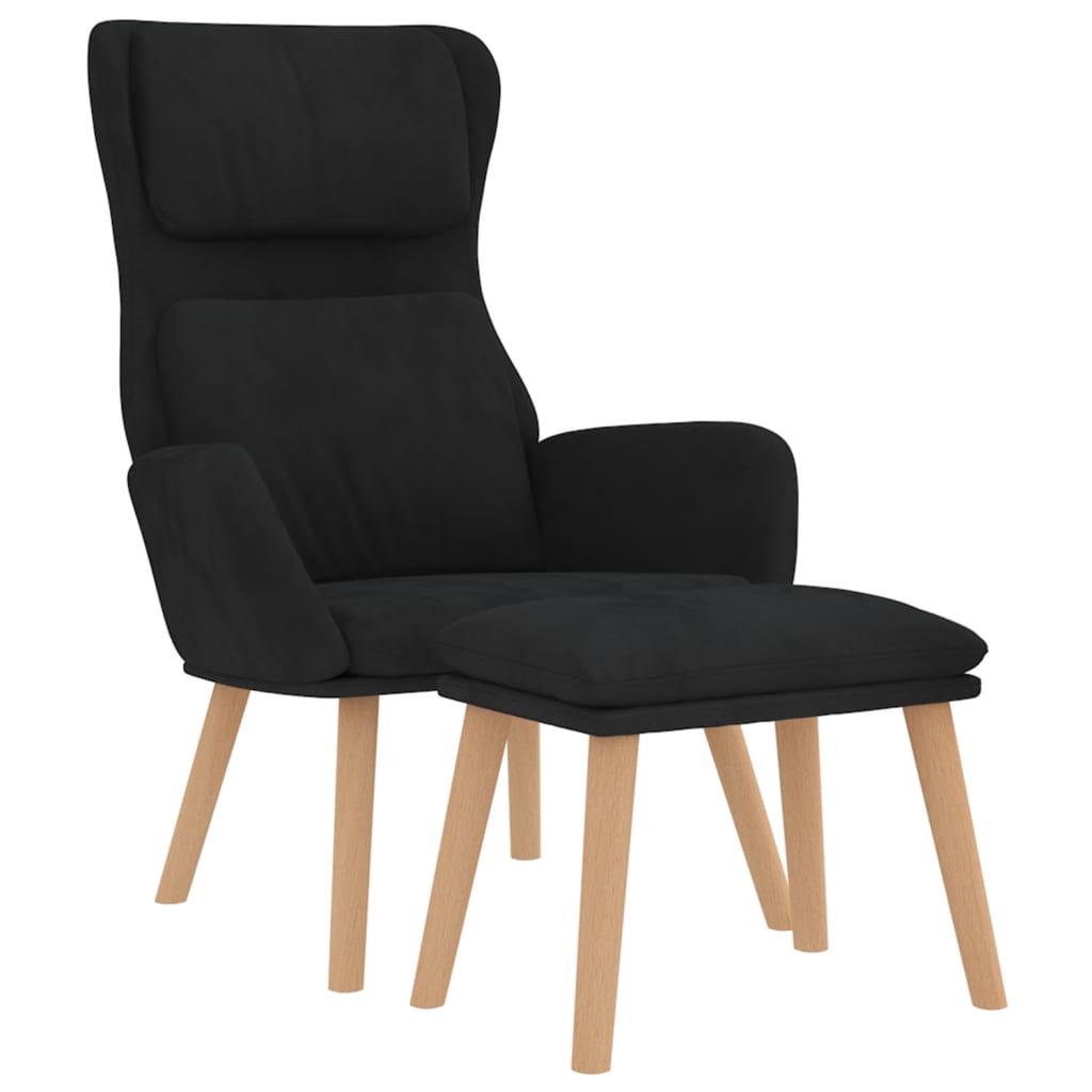 vidaXL Sillón de relax con taburete terciopelo negro