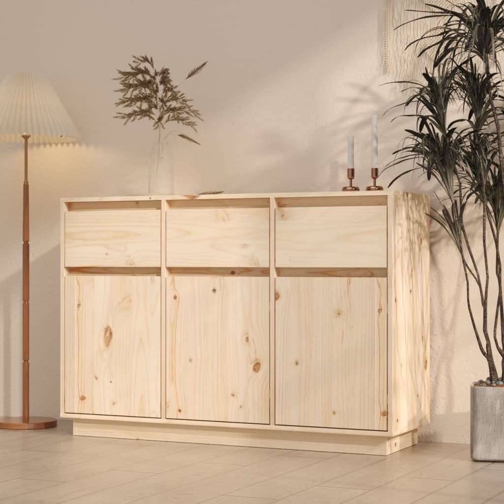 vidaXL Aparador de madera maciza de pino 110x34x75 cm