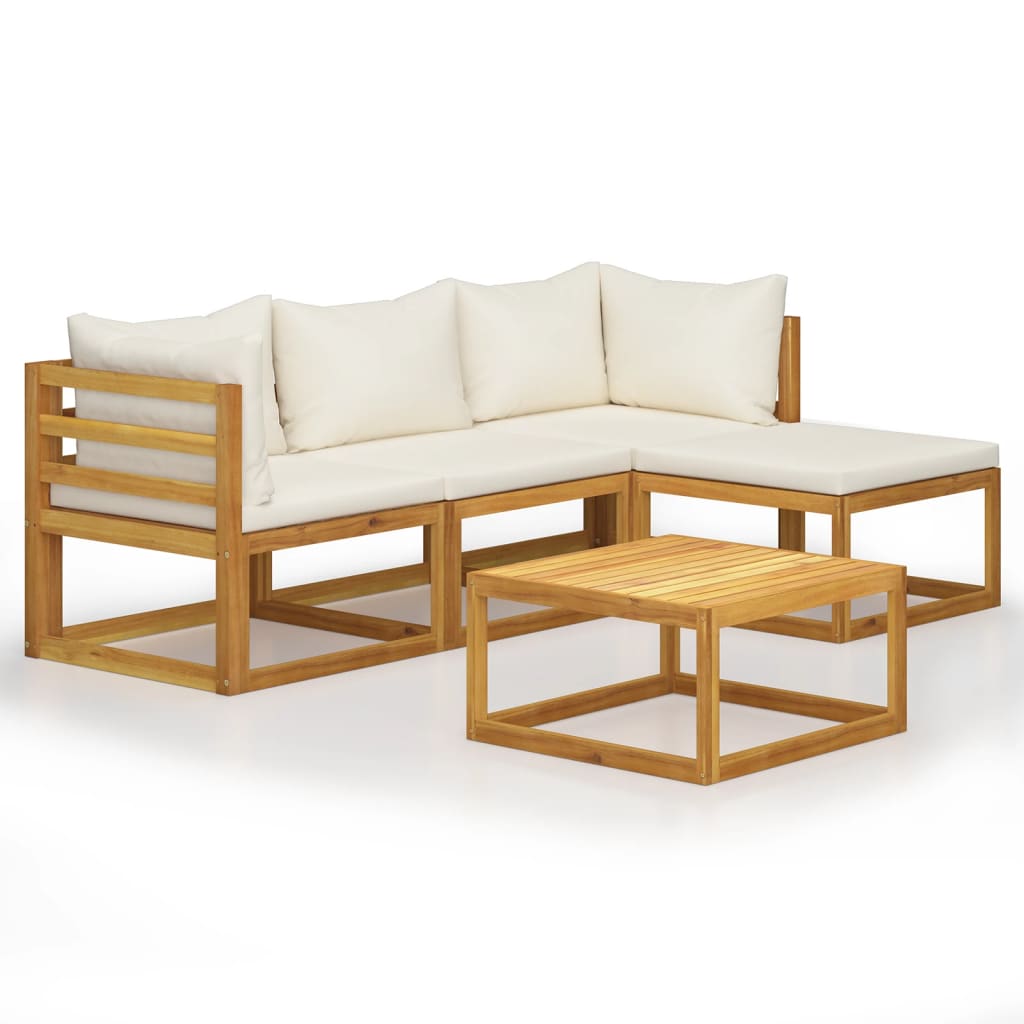 vidaXL Set muebles de jardín 5 pzas con cojines madera maciza acacia