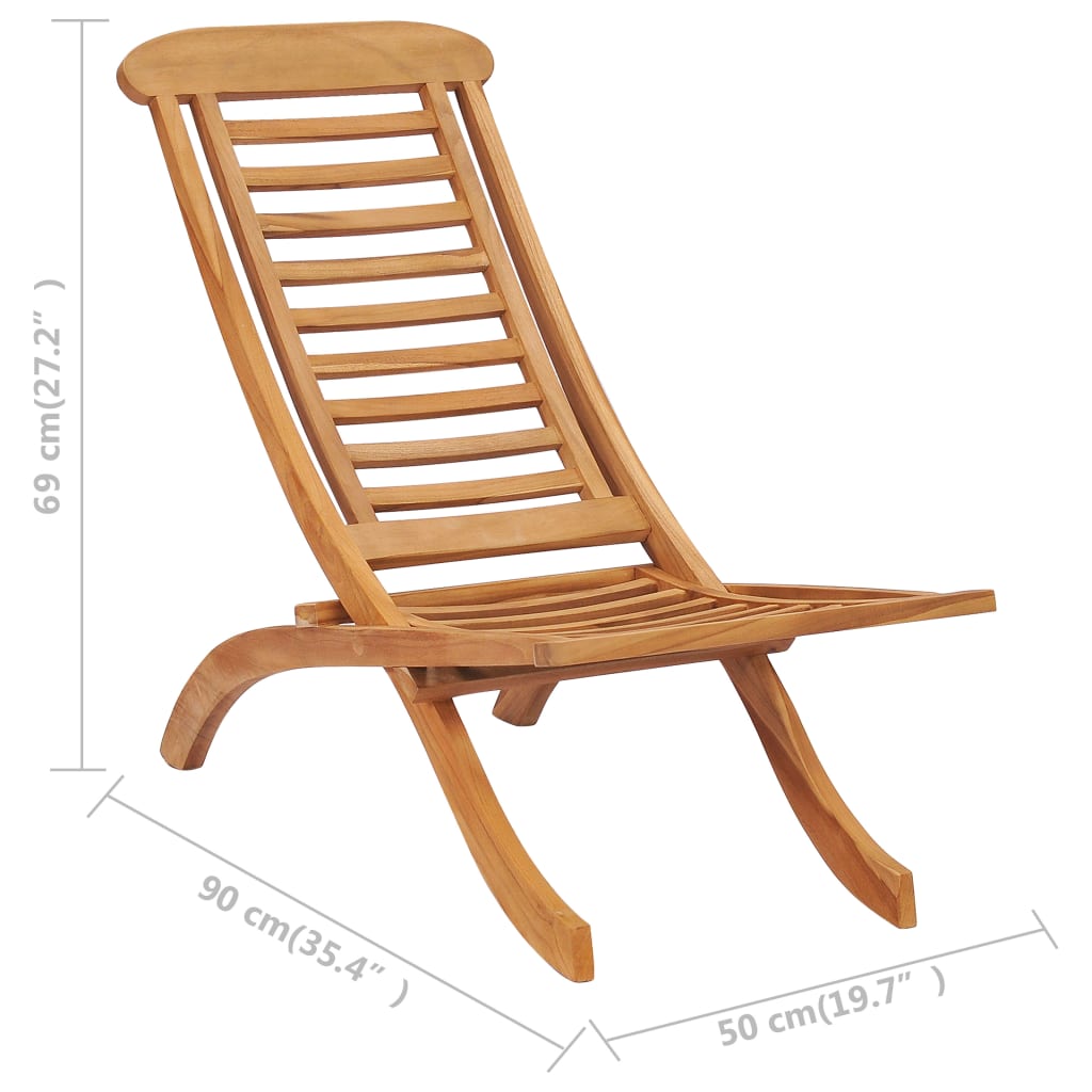 vidaXL Silla de jardín plegable madera maciza de teca 50x90x69 cm