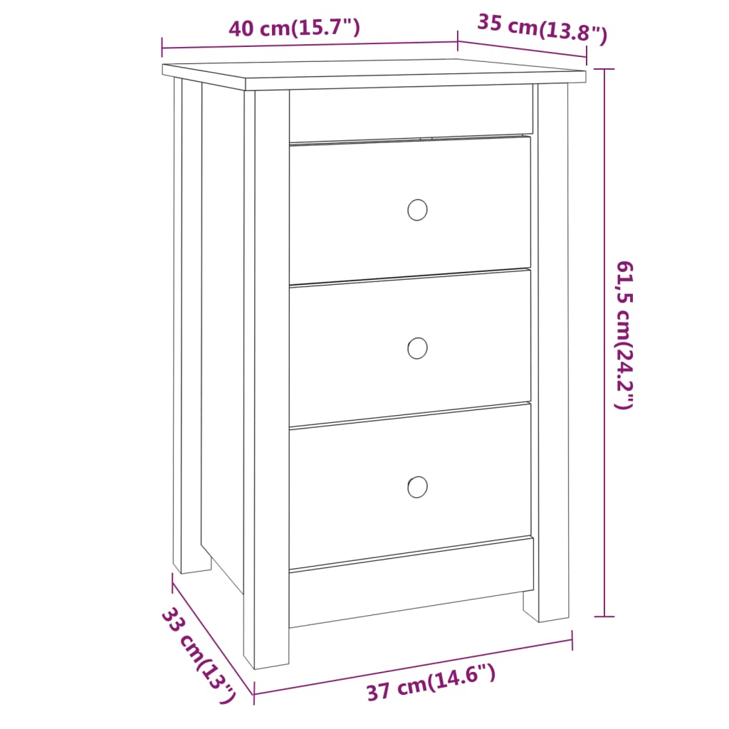 vidaXL Mesitas de noche 2 uds madera maciza de pino 40x35x61,5 cm