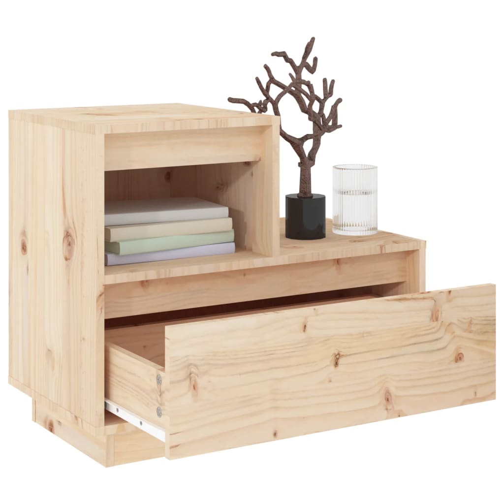 vidaXL Mesita de noche madera maciza de pino 60x34x51 cm