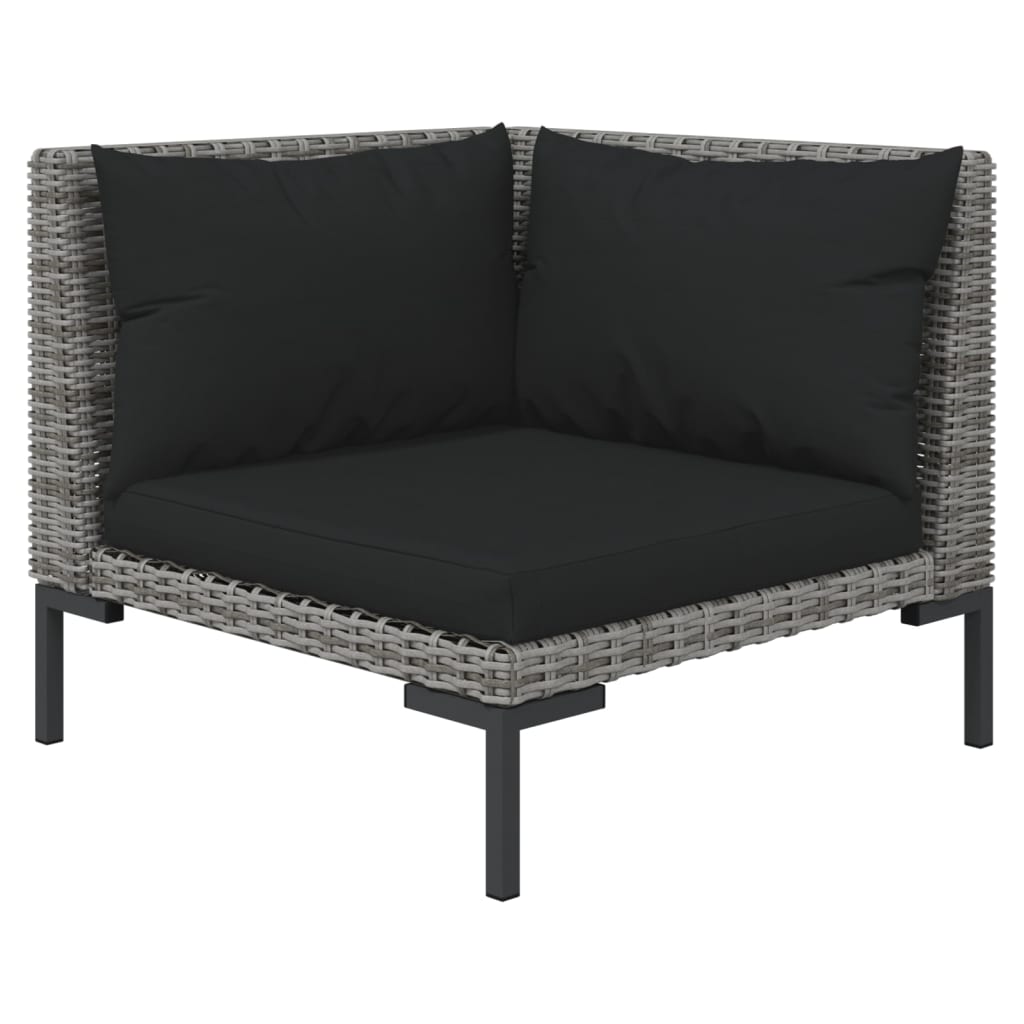 vidaXL Set muebles jardín 9 pzas y cojines ratán sintético gris oscuro