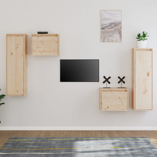 vidaXL Muebles para TV 4 piezas madera maciza de pino