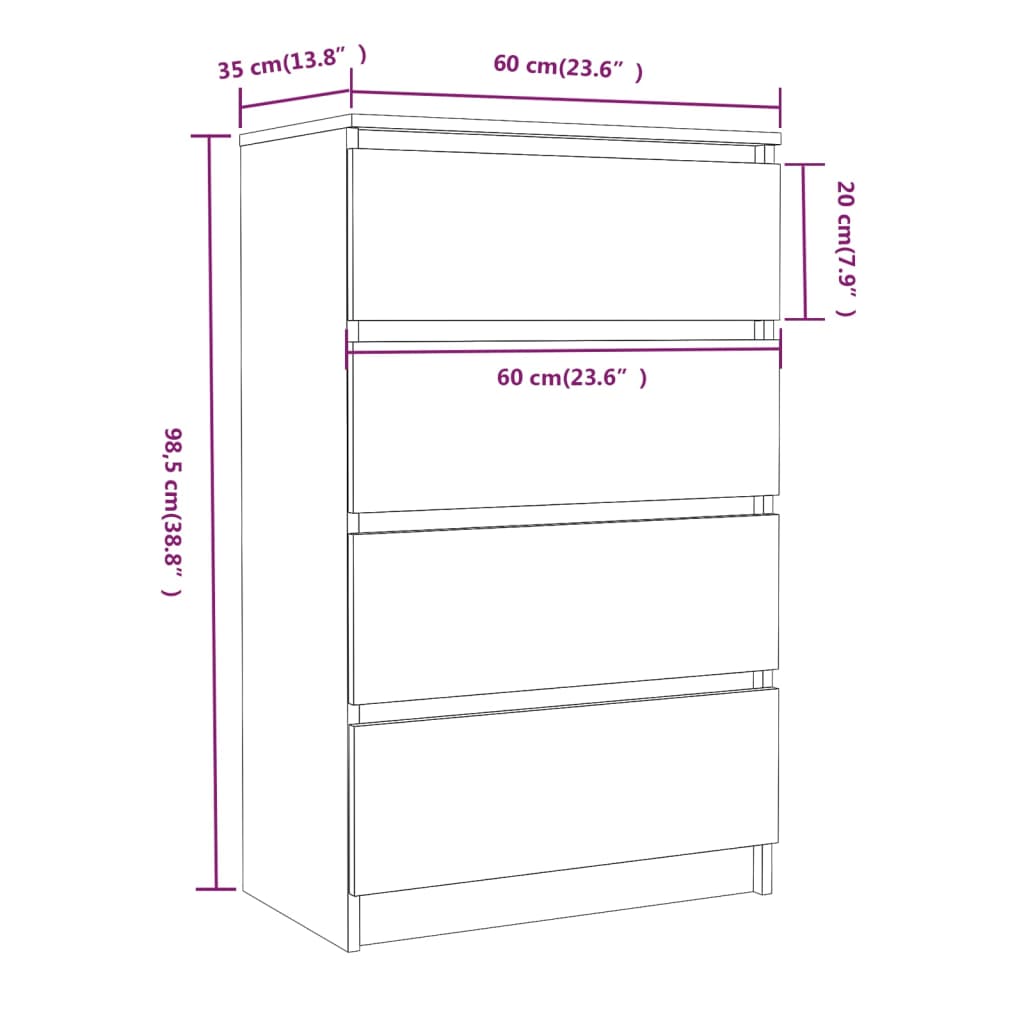 vidaXL Aparador madera contrachapada roble marrón 60x35x98,5 cm