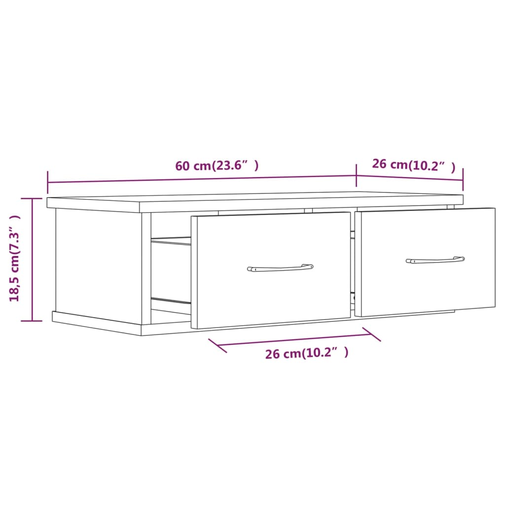 vidaXL Armario de pared madera contrachapada gris Sonoma 60x26x18,5 cm