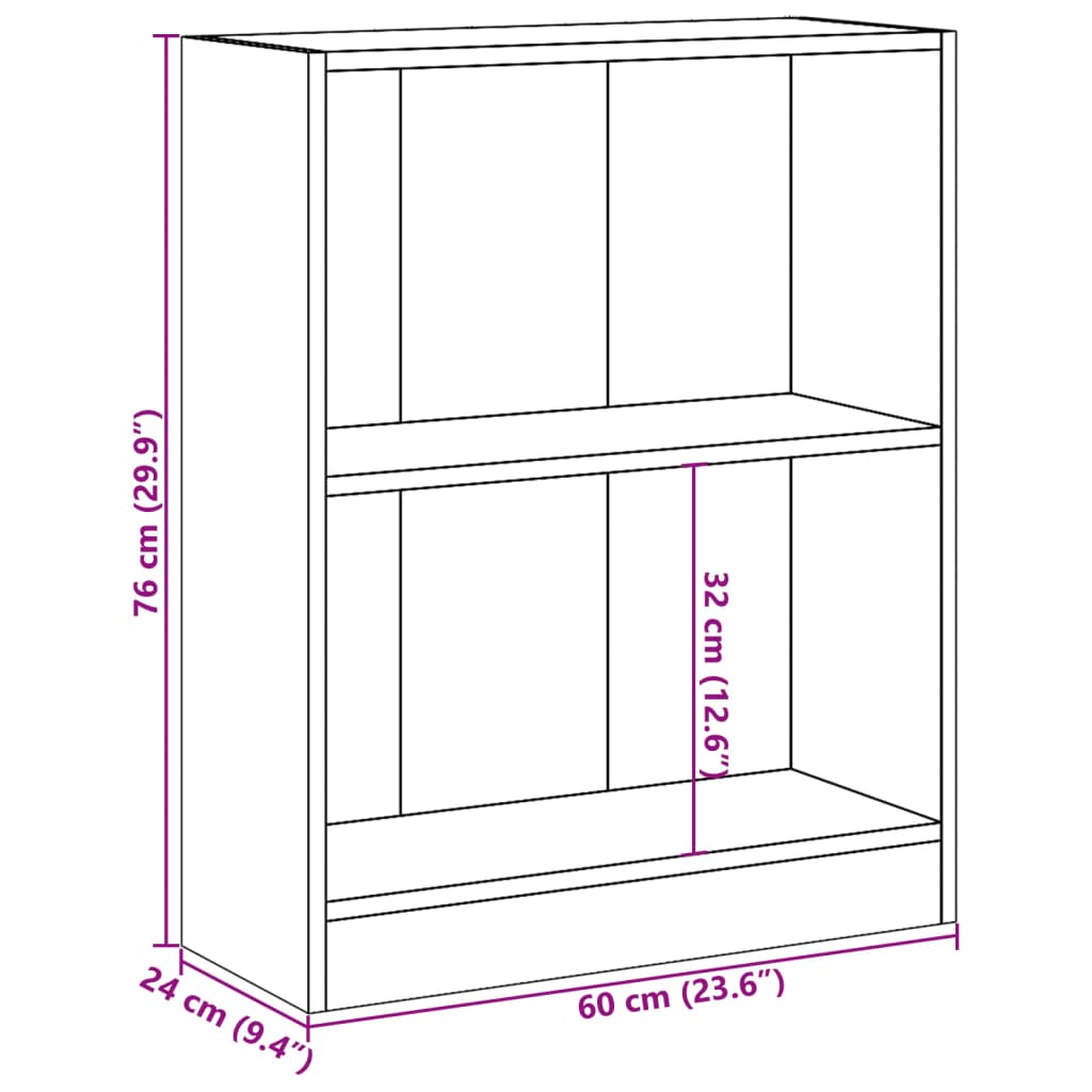 vidaXL Estantería madera de ingeniería gris Sonoma 60x24x76 cm