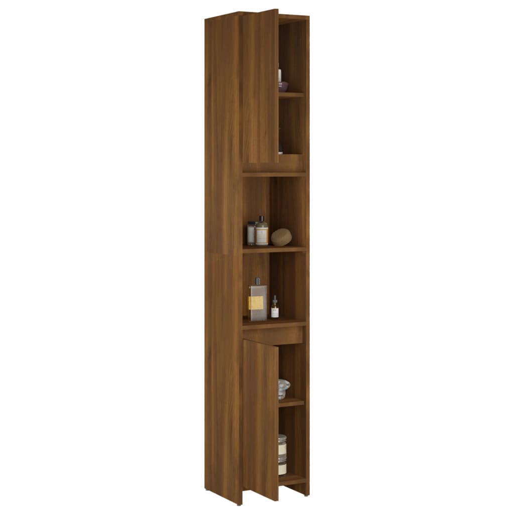 vidaXL Armario de baño madera contrachapada roble marrón 30x30x183,5cm