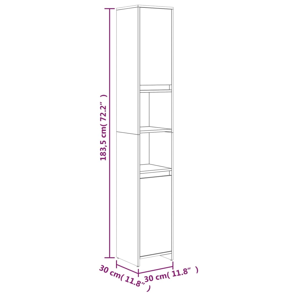 vidaXL Armario de baño madera contrachapada roble marrón 30x30x183,5cm