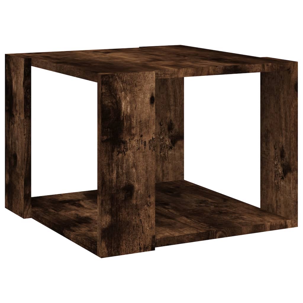 vidaXL Mesa de centro madera contrachapada roble ahumado 40x40x30 cm