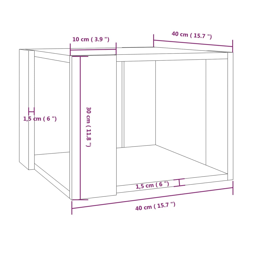 vidaXL Mesa de centro madera contrachapada roble ahumado 40x40x30 cm