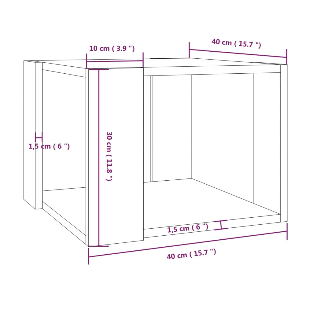 vidaXL Mesa de centro madera contrachapada gris Sonoma 40x40x30 cm