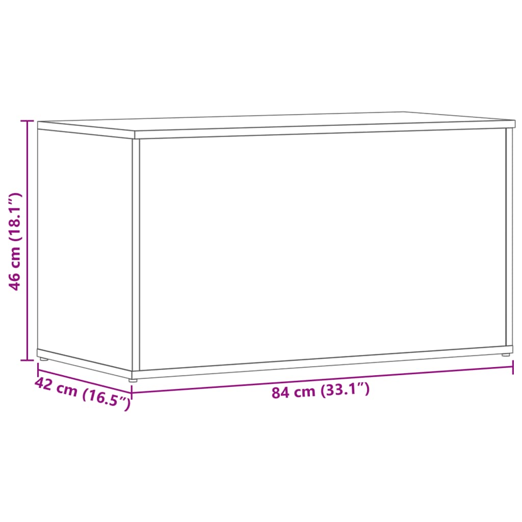 vidaXL Baúl almacenaje madera contrachapada roble ahumado 84x42x46 cm