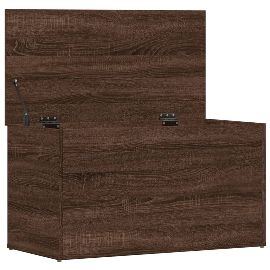 vidaXL Baúl de almacenaje madera contrachapada marrón roble 84x42x46cm