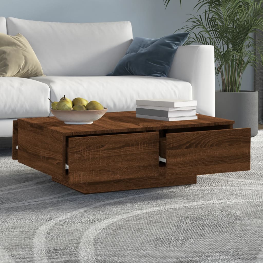 vidaXL Mesa de centro madera contrachapada roble marrón 90x60x31 cm