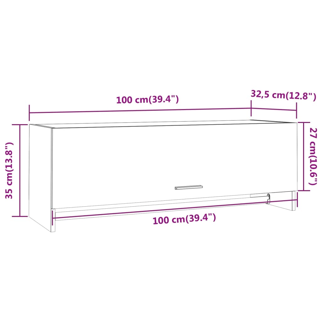 vidaXL Armario madera contrachapada color roble ahumado 100x32,5x35 cm