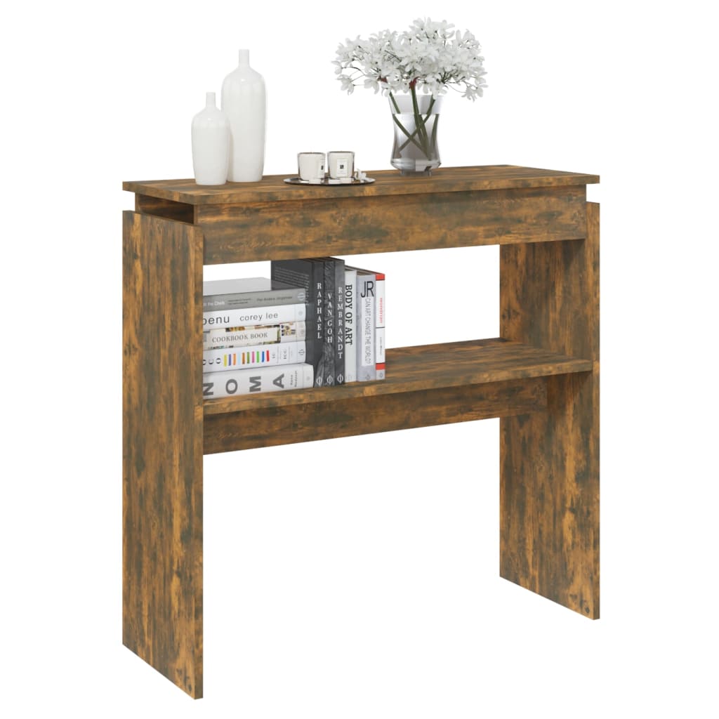 vidaXL Mesa consola madera contrachapada roble ahumado 80x30x80 cm